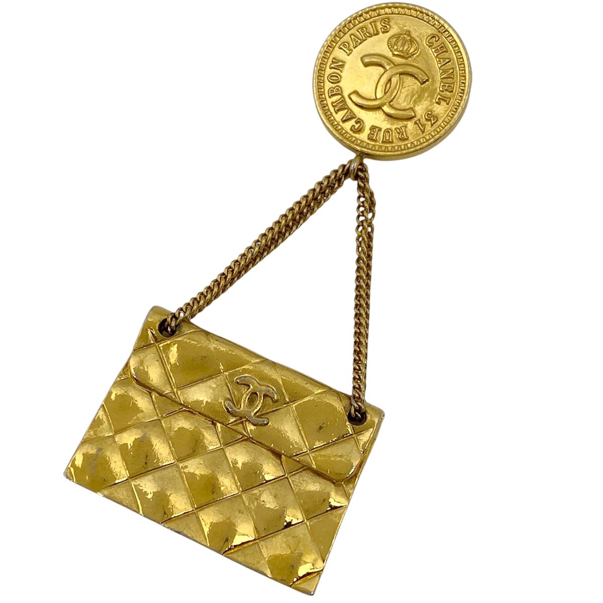 CHANEL シャネル カンボン プレート ブローチ GP バッジ