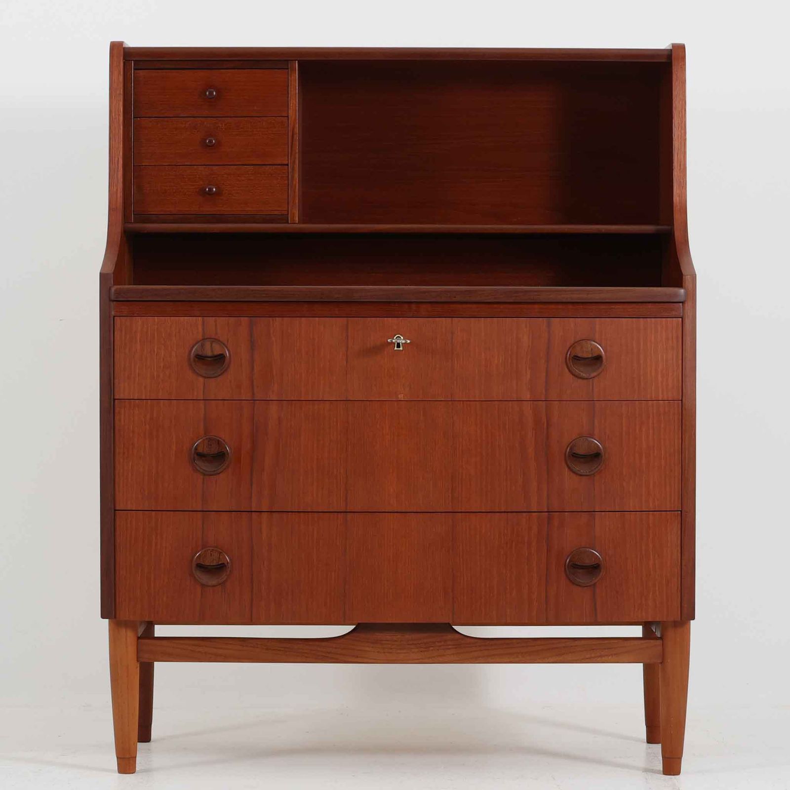 全品大幅値下げ！ ライティングビューロ チーク 幅85cm デンマーク製 北欧ビンテージ家具 木製 収納家具 デスク 机 北欧インテリア ビンテージ DK17595 優美な