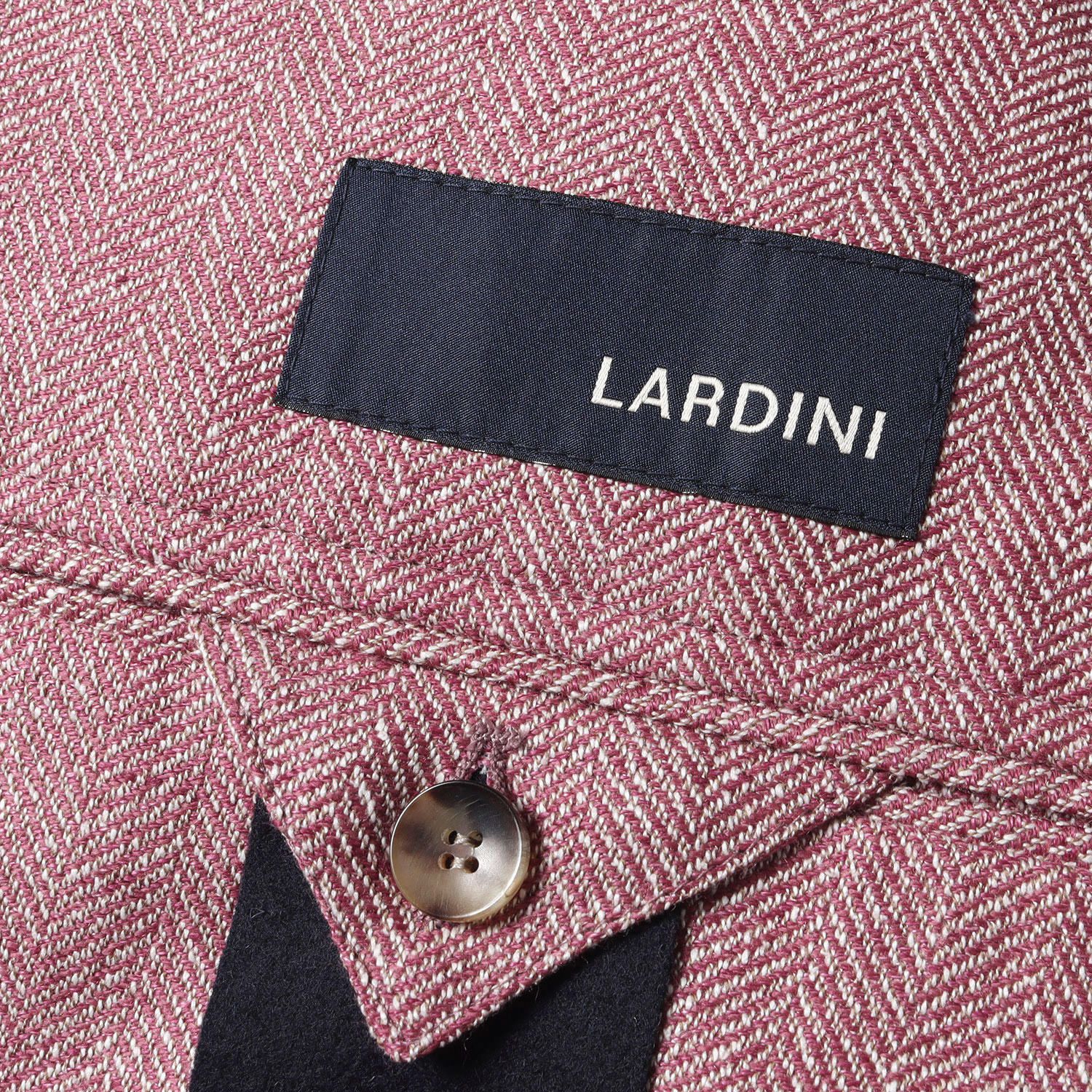 LARDINI ラルディーニ ジャケット ブートニエール付き ヘリンボーン ウール リネン シルク 3B テーラードジャケット JA.910  近年モデル レッド ホワイト 赤白 52 7REG イタリア製 ブランド アウター ブレザー フォーマル