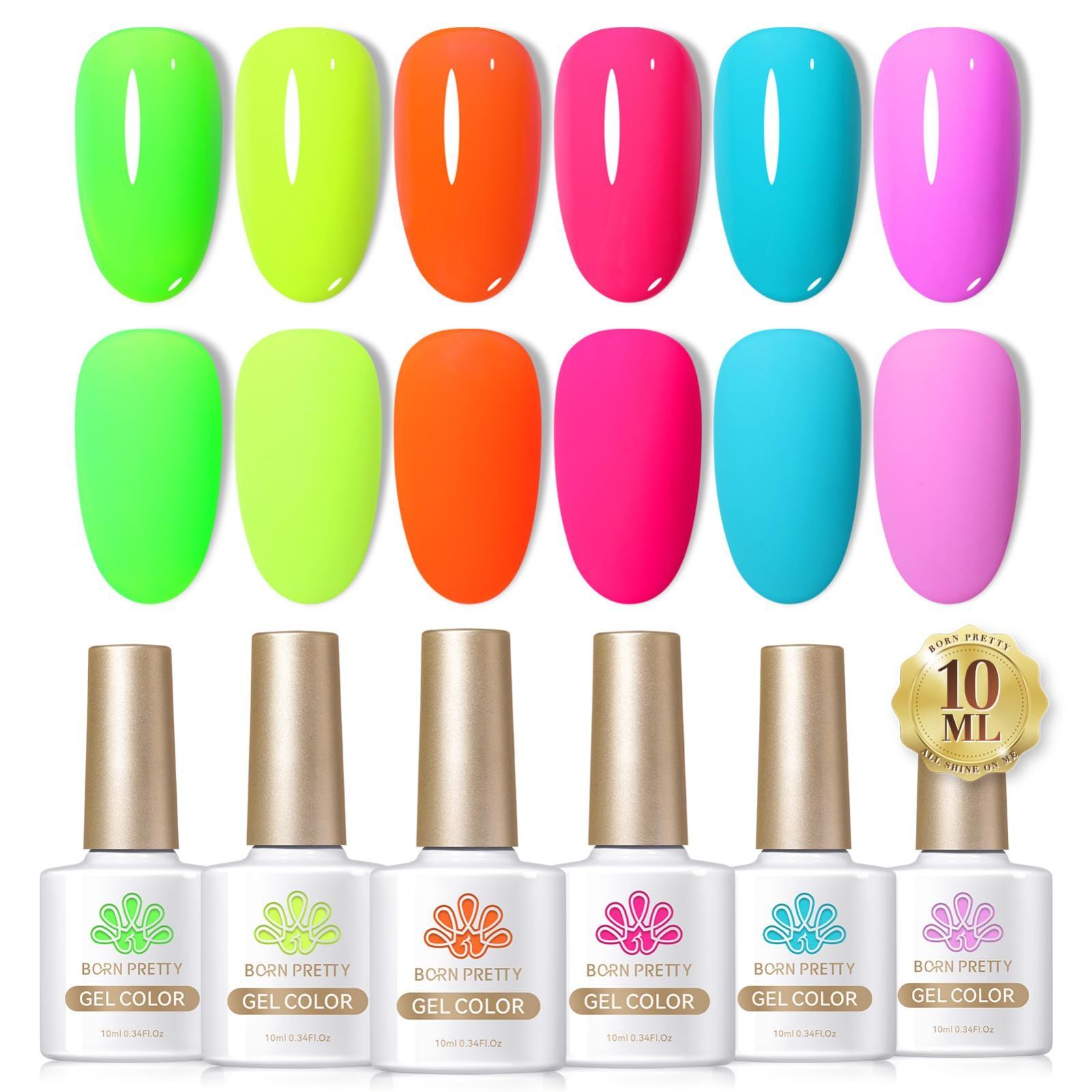 【クーポン有】10ml レッド グリーン 6色 イエロー 春夏ネイル UV/LED対応 ネイル カラージェル ポリッシュタイプ ネオンカラー 蛍光カラー セルフネイルバレンタインネイル ジェルネイルカラ