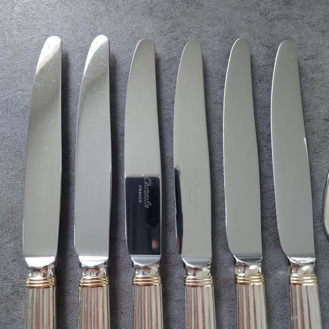 クリストフル アリアゴールドリング デザート ナイフ フォーク 12点