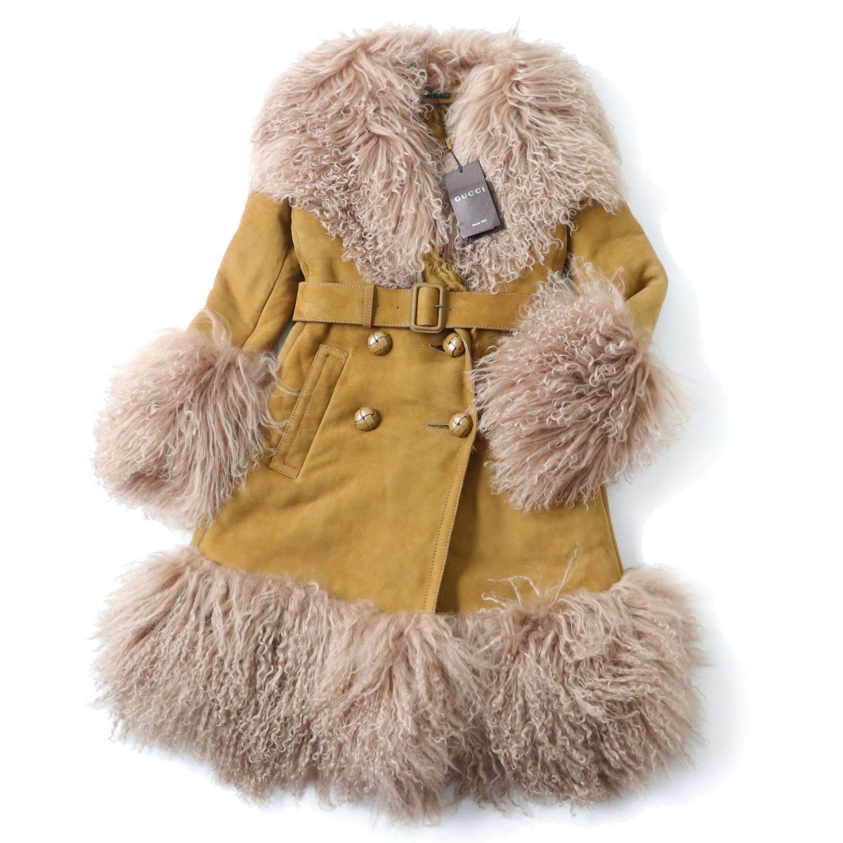 未使用品◇正規品 GUCCI グッチ 15AW 390098 ベルト付 羊革 ダブル 
