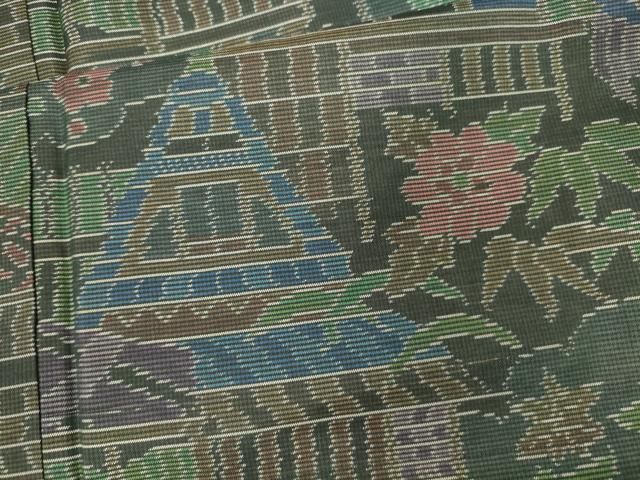 平和屋着物□本場大島紬 泥染め 吉祥花文 正絹 逸品 CAAP1992ze 平和屋