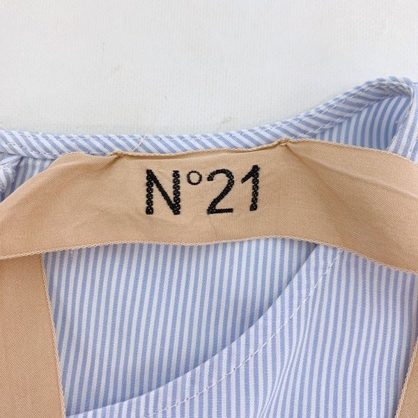 N°21 ヌメロヴェントゥーノ ストライプ ブラウス カットソー 半袖 18A-G133-1522 レディース サイズ40 L相当 ブルー トップス IL16306■ N°21 ヌメロヴェントゥーノ ストライプ ブラウス カットソー