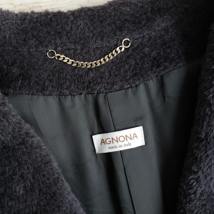 AGNONA　アニオナ　カシミヤウール　フーテッドコート　グレー　４４ アニオナ AGNONA ☆ アルパカ ウール ロングコート 44 伊製