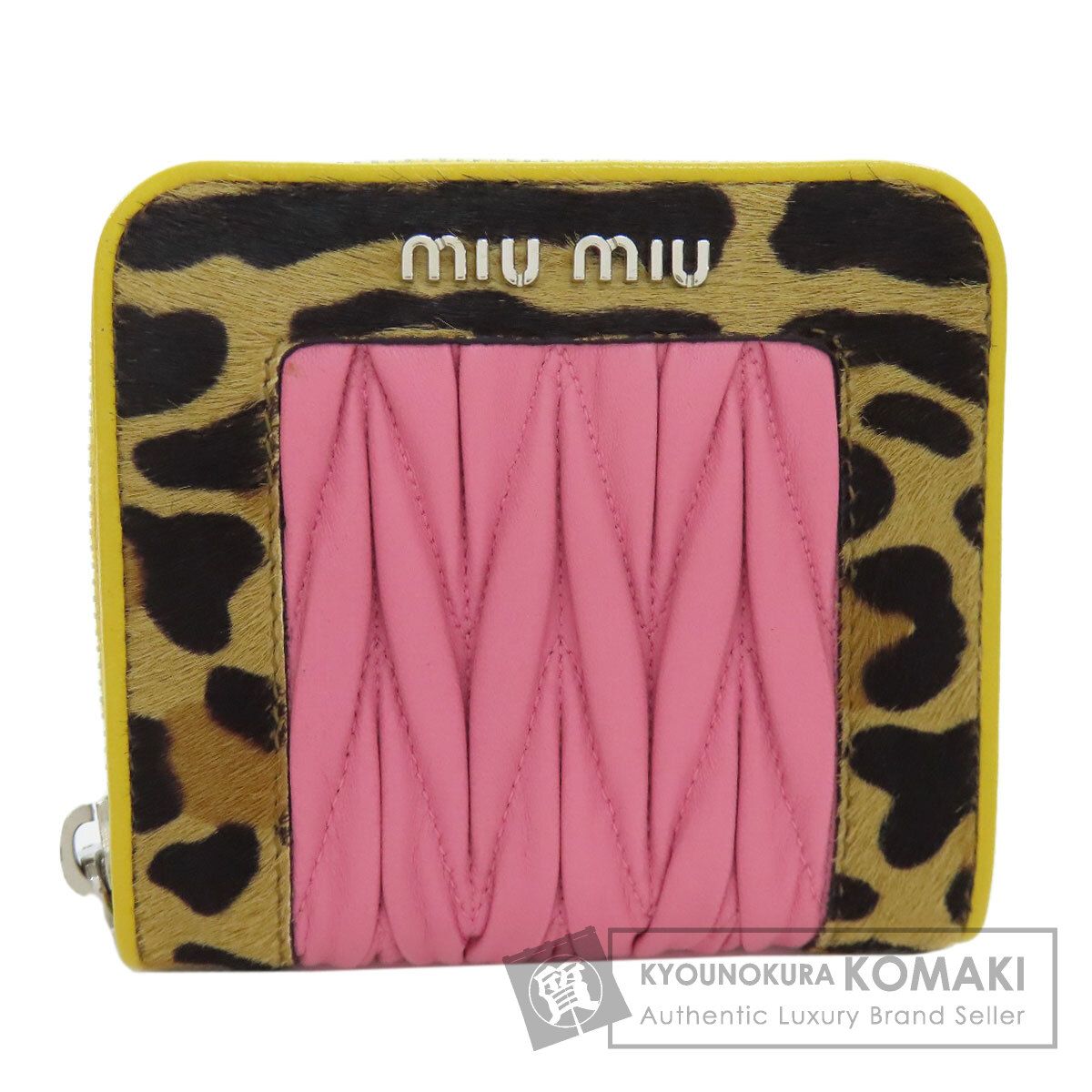 MIUMIU ミュウミュウ 5ML522 レオパード柄 マテラッセ 二つ折り財布 小銭入れあり ハラコ レディース