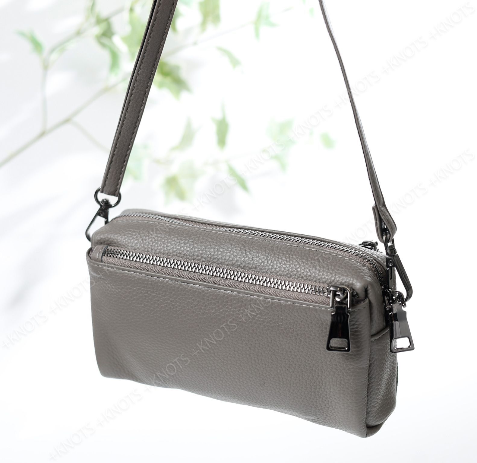 スマホ ポーチ ショルダー 長財布 大容量 ミニバッグ シルバー グレー スマホショルダー 財布 スマホポーチ 携帯 お財布ショルダー 本革調