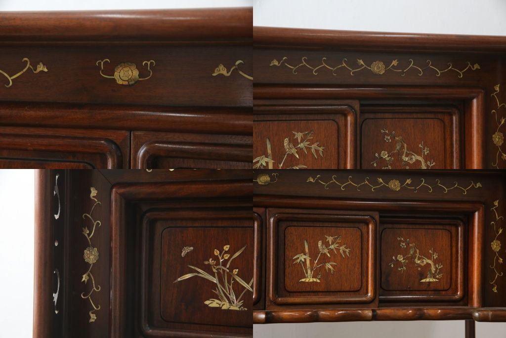 ☆事前問合せ必須☆ 飾り棚 和製ビンテージ 花梨 カリン材 螺鈿 ラデン