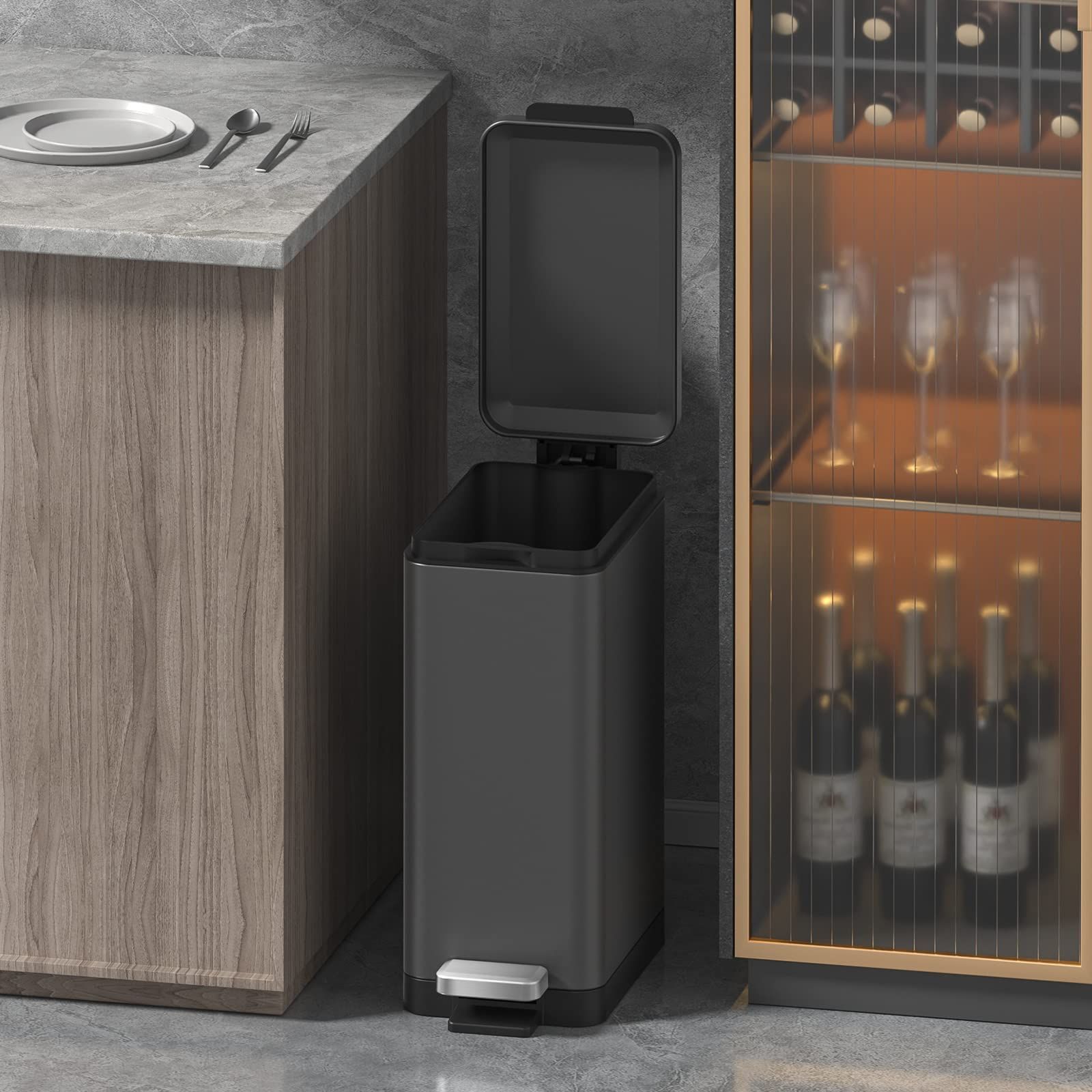 ゴミ箱 おしゃれ スリム 10L_グレイ 匿名配送 40リットル Mbillion