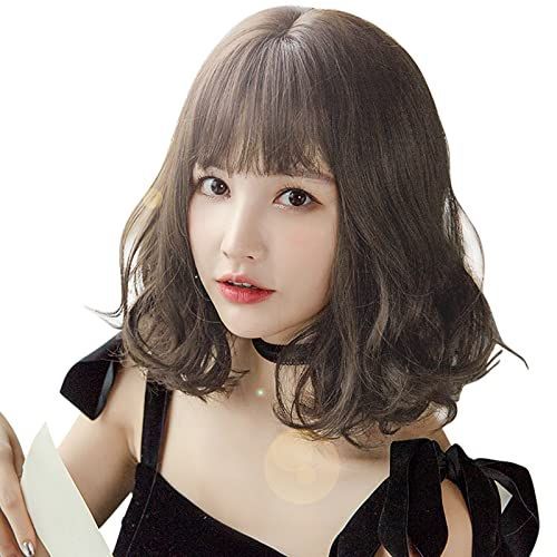 樺茶色 ウィッグ ショート カール ARZER ボブ 内掛け 梨花 巻き髪 レディース フルウィッグ ウェーブ 空気感前髪ぱっつん 普段使い 無反射 小顔 通気 調整可能 ネット付 (樺茶色) Free