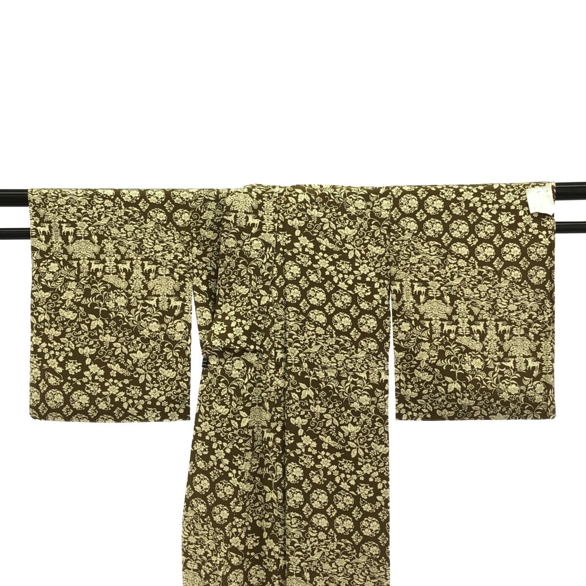 小紋/単衣/未使用品/茶/友禅/仕立上がり/適応身長155～163㎝/11359