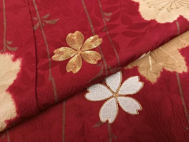 平和屋着物○訪問着 駒刺繍 絞り 舞花文 正絹 逸品 未使用 平和屋着物