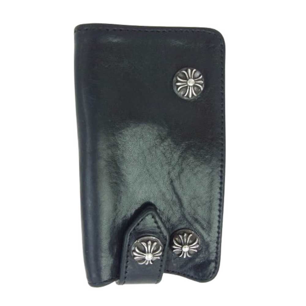 CHROME HEARTS クロムハーツ 原本無 KEY CASE クロスボールボタン レザー キーケース ブラック系