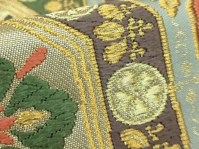 平和屋着物■極上　西陣　河合康幸謹製　六通柄袋帯　唐織　亀甲花文　金糸　逸品　DZAA7027kh5 平和屋着物□極上 西陣 河合康幸謹製 六通柄袋帯 唐織 亀甲花文 金糸