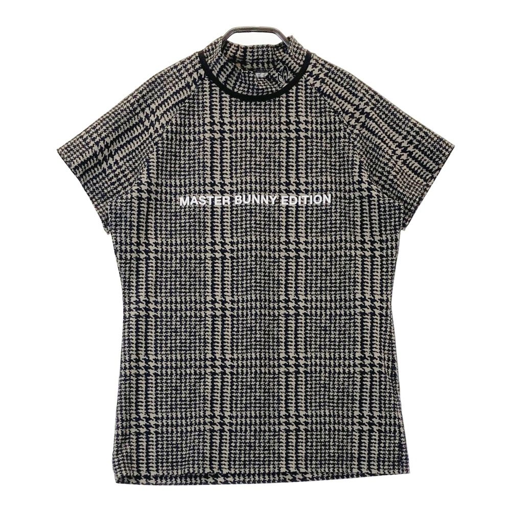 サイズ 2 MASTER BUNNY EDITION マスターバニーエディション 2025年モデル モックネック 半袖Tシャツ グレンチェック柄 ベージュ系 240101541617 ゴルフウェア レディース ストスト