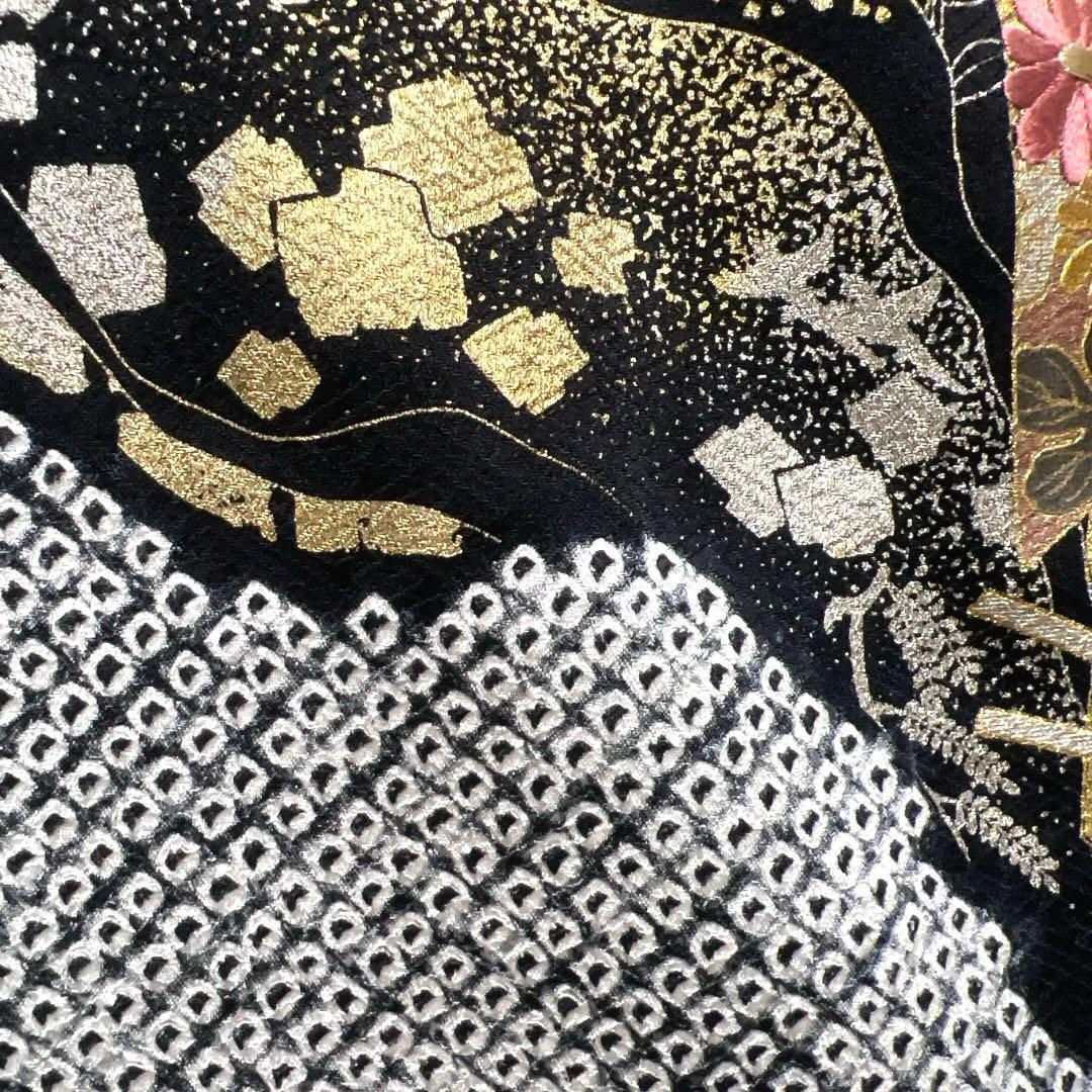 訪問着　刺繍　金彩　扇　色紙散らし　千鳥　絞り　花　紋無し　着物　071a d 訪問着 刺繍 金彩 扇 色紙散らし 千鳥 絞り 花 紋無し 着物 071a