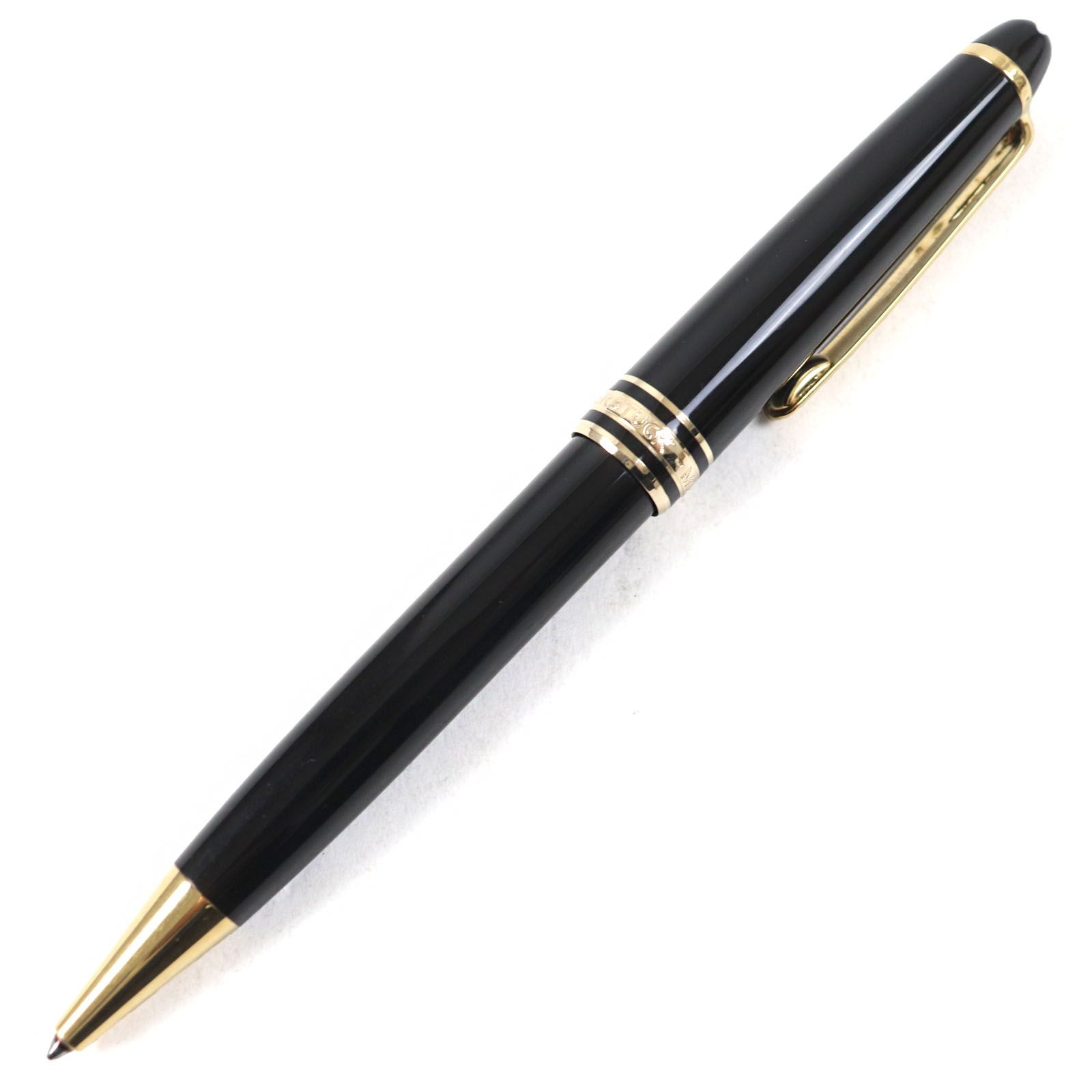 ○MONTBLANC モンブラン マイスターシュテュック クラシック ロゴ刻印 ホワイトスター ツイスト式 ボールペン ブラック ゴールド ドイツ製 筆記 済み