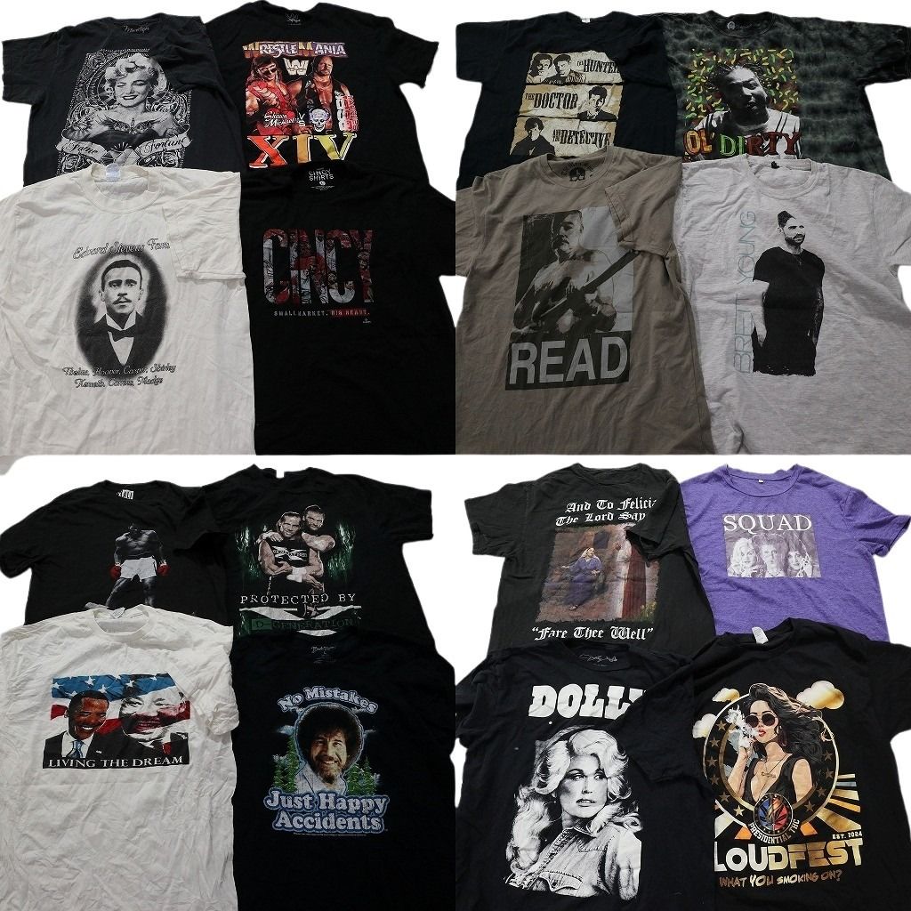 古着卸 人物 半袖Tシャツ 16枚セット メンズ L マリリンモンロー ボブロス モハメドアリ オールダーティー 古着 NA1481