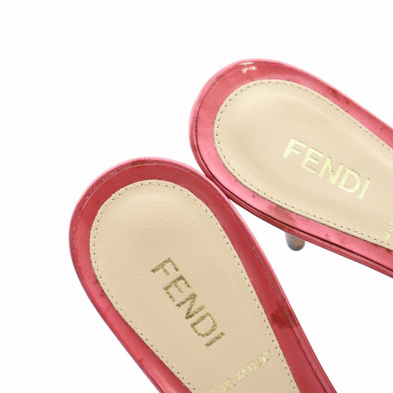 フェンディ FENDI ミュール サンダル オープントゥ ハイヒール ロゴ