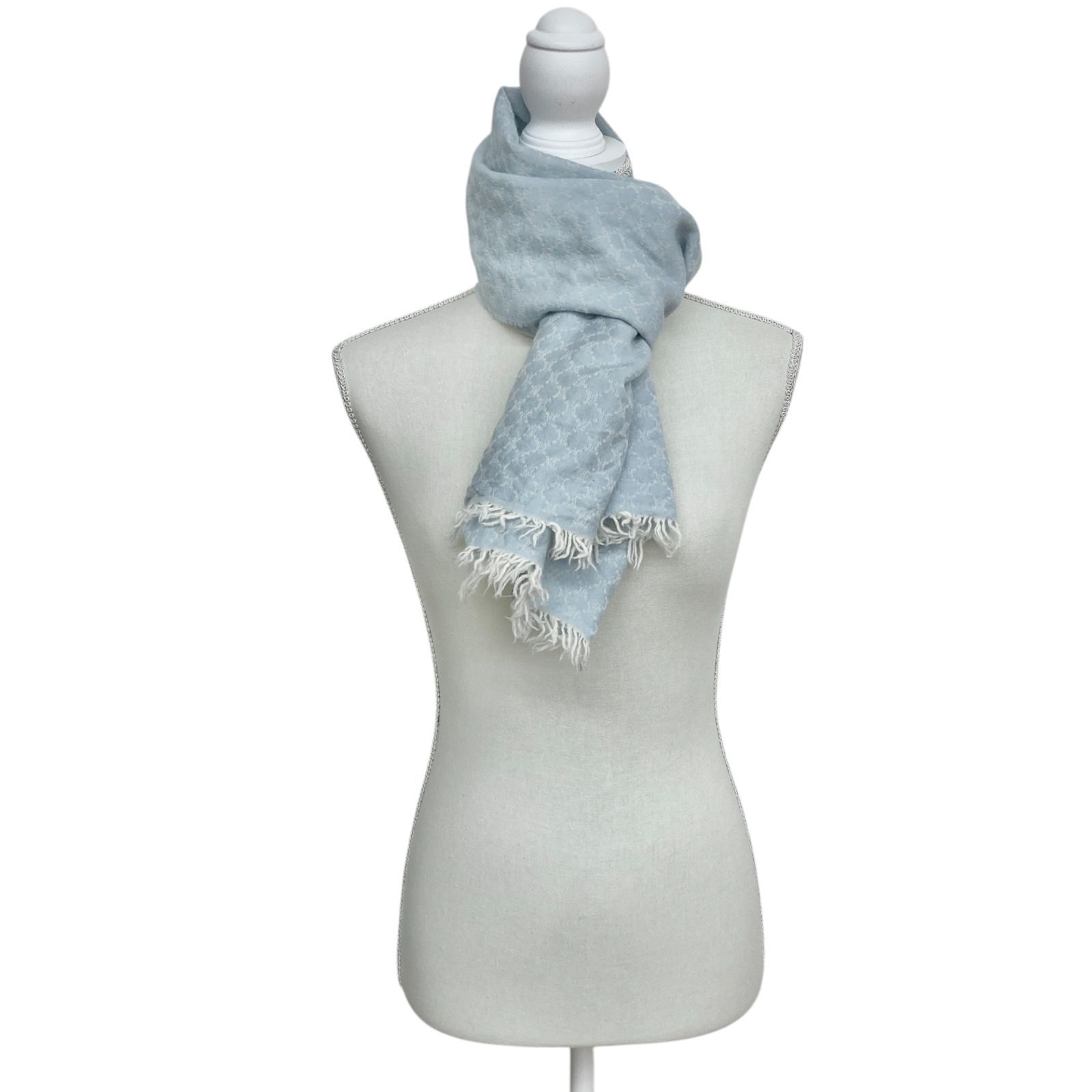  CELINE セリーヌ 水色 柄物 マフラー マフラー キッズファッション小物