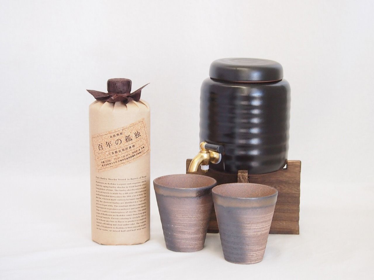 本格焼酎サーバー1000cc(18cm×24cm 1kg)三重県萬古焼き備前金彩