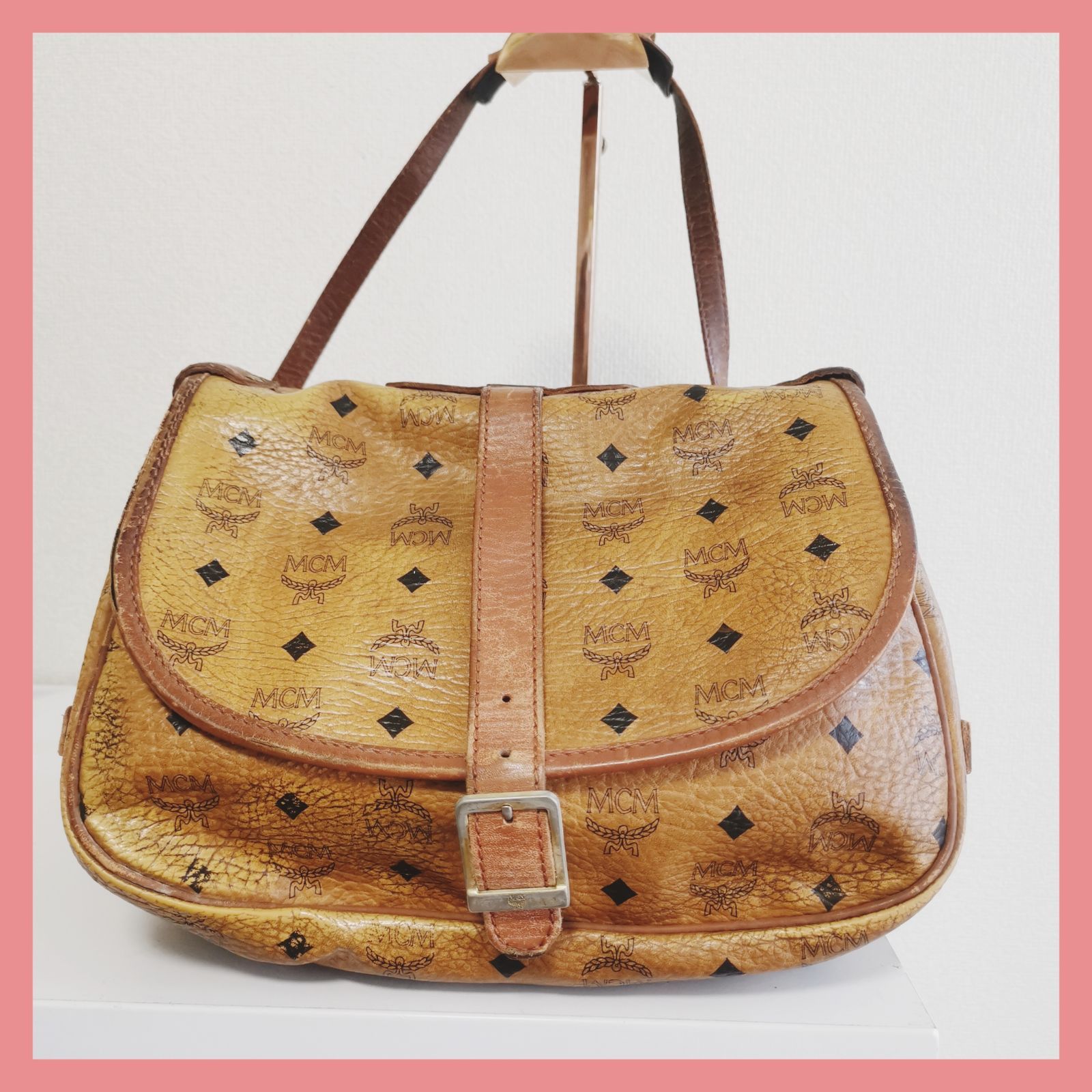 MCM ソミュール コニャック ショルダーバッグ ヴィセトス柄 希少品】MCM ソミュール コニャック ショルダーバッグ