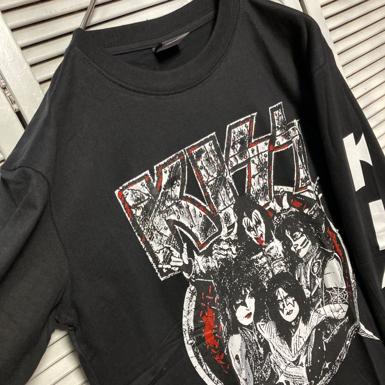 KISS ロンTシャツ Lサイズ 黒 KISS キッス ロングスリーブ Tシャツ キス ステージ ロンT END