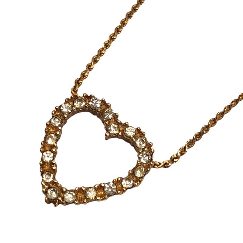 クリスチャン ディオール Christian Dior ハートネックレス ゴールド メタル|クリスタル ジュエリー