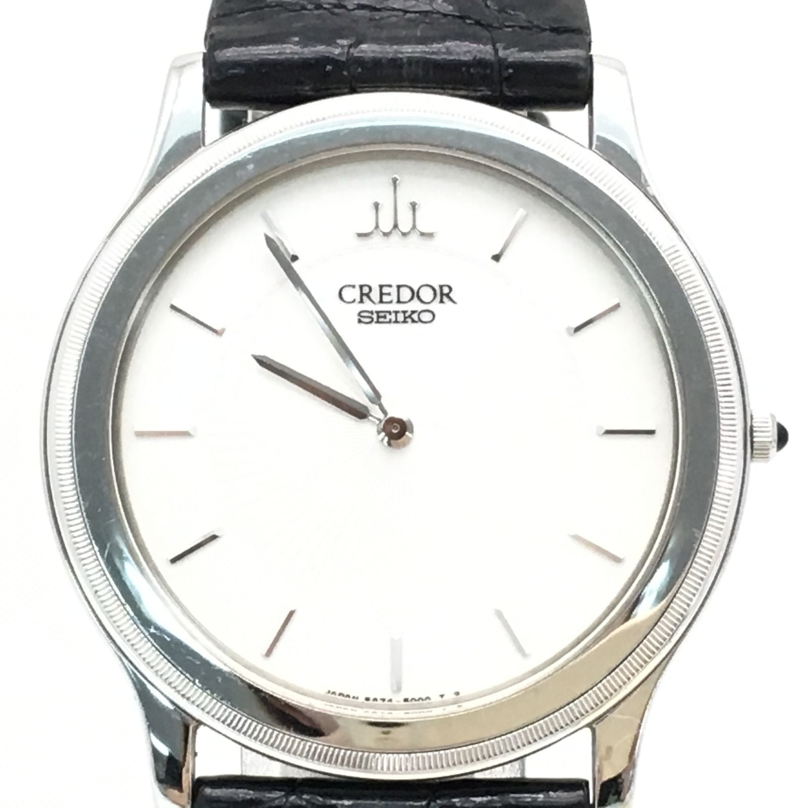 SEIKO クレドール 5A74-2010 SS×18KT メンズ 腕時計 白文字盤 稼働品 