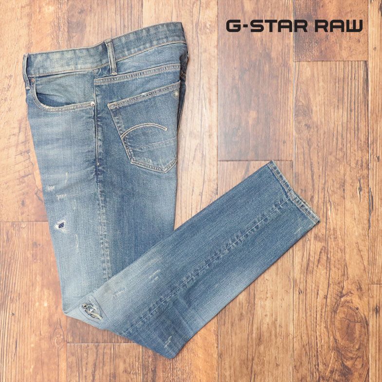 G-STAR RAW/29インチ/美脚デニムパンツ 3301 ALIM C D16176-B767 ストレッチ ダメージ リペア ワイルド 新品/青/ブルー/jh170/