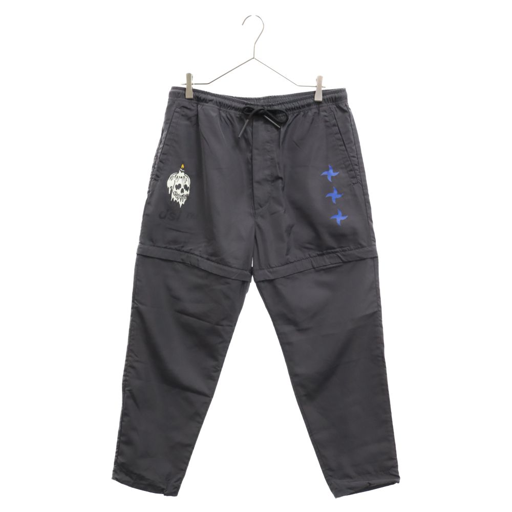 DIESEL (ディーゼル) P-TOLLER-ZIP PANTALONI デザインプリント デチャッタブル ナイロン パンツ グレー