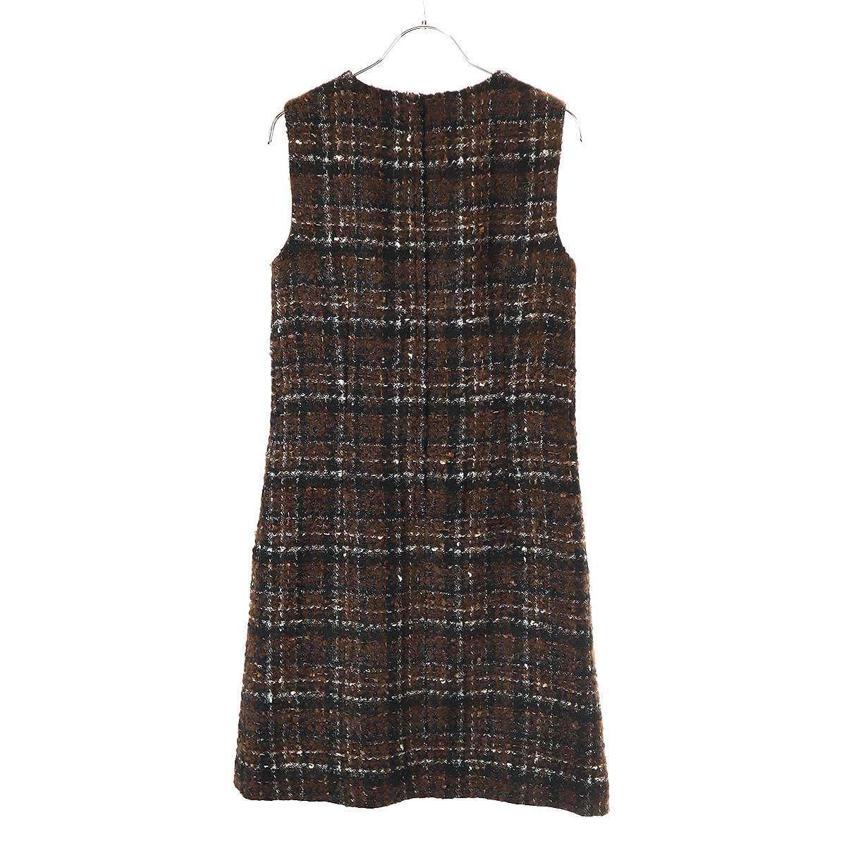 【美品】DOLCE&GABBANA ツイードワンピース ノースリーブ 42 襟 DOLCE&GABBANA ドルチェ＆ガッバーナ ノースリーブツイードワンピース