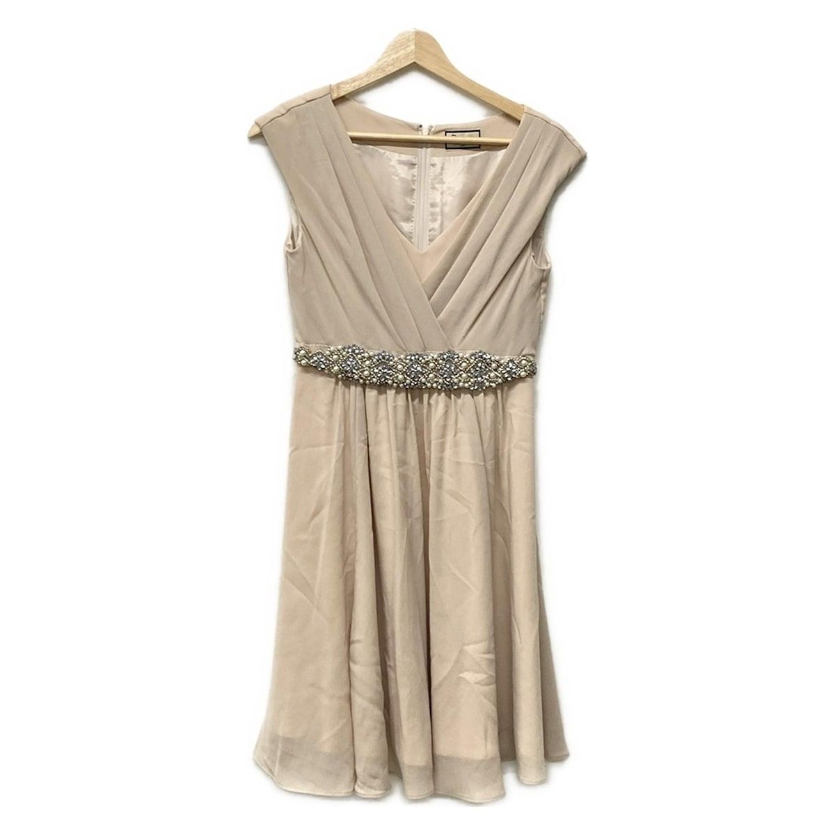 Diagram GRACE CONTINENTAL ダイアグラム ドレス サイズ36 S レディース - ベージュ×クリア×アイボリー ノースリーブ ひざ丈 ビジュー