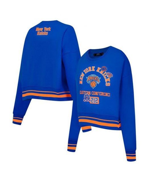 【送料無料】 プロスタンダード レディース パーカー・スウェット アウター Women's Blue New York Knicks Area Code Cropped Pullover Sweatshirt Blue