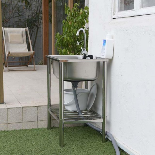 谷村実業 蛇口付き深型ステンレス流し台 TAN-3026 流し台 ステンレス 屋外 ガーデニング