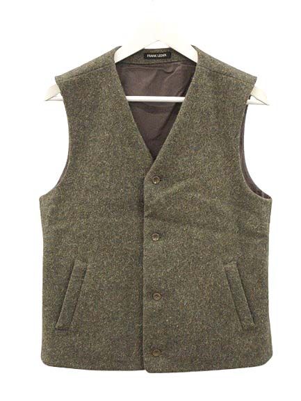 フランクリーダー FRANK LEDER DOG WOOL VEST ウール ベスト ジレ S カーキグリーン系 トップス