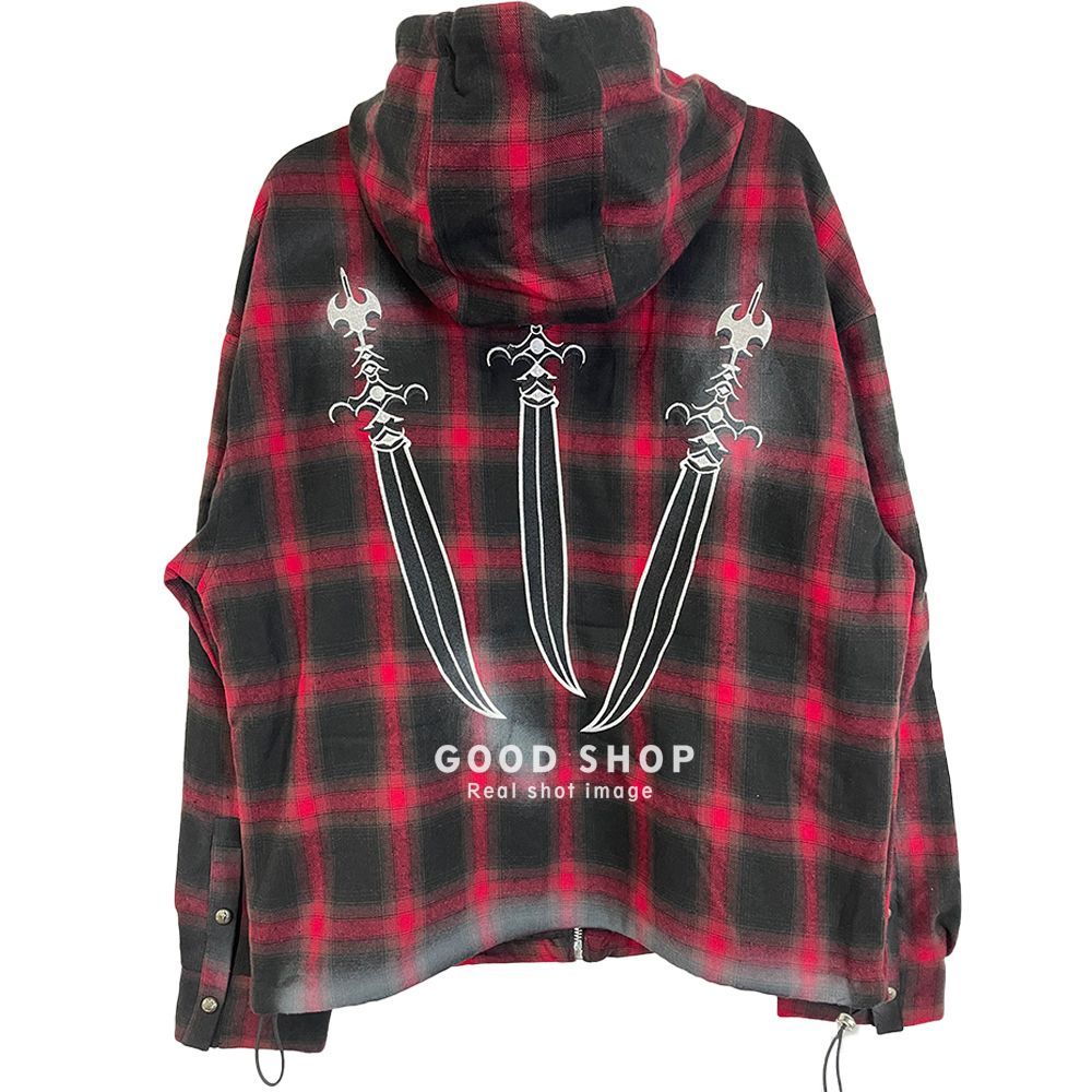 Thug Club サグクラブ ARAB SWORD FLANNEL SHIRT ZIP-UP RED 