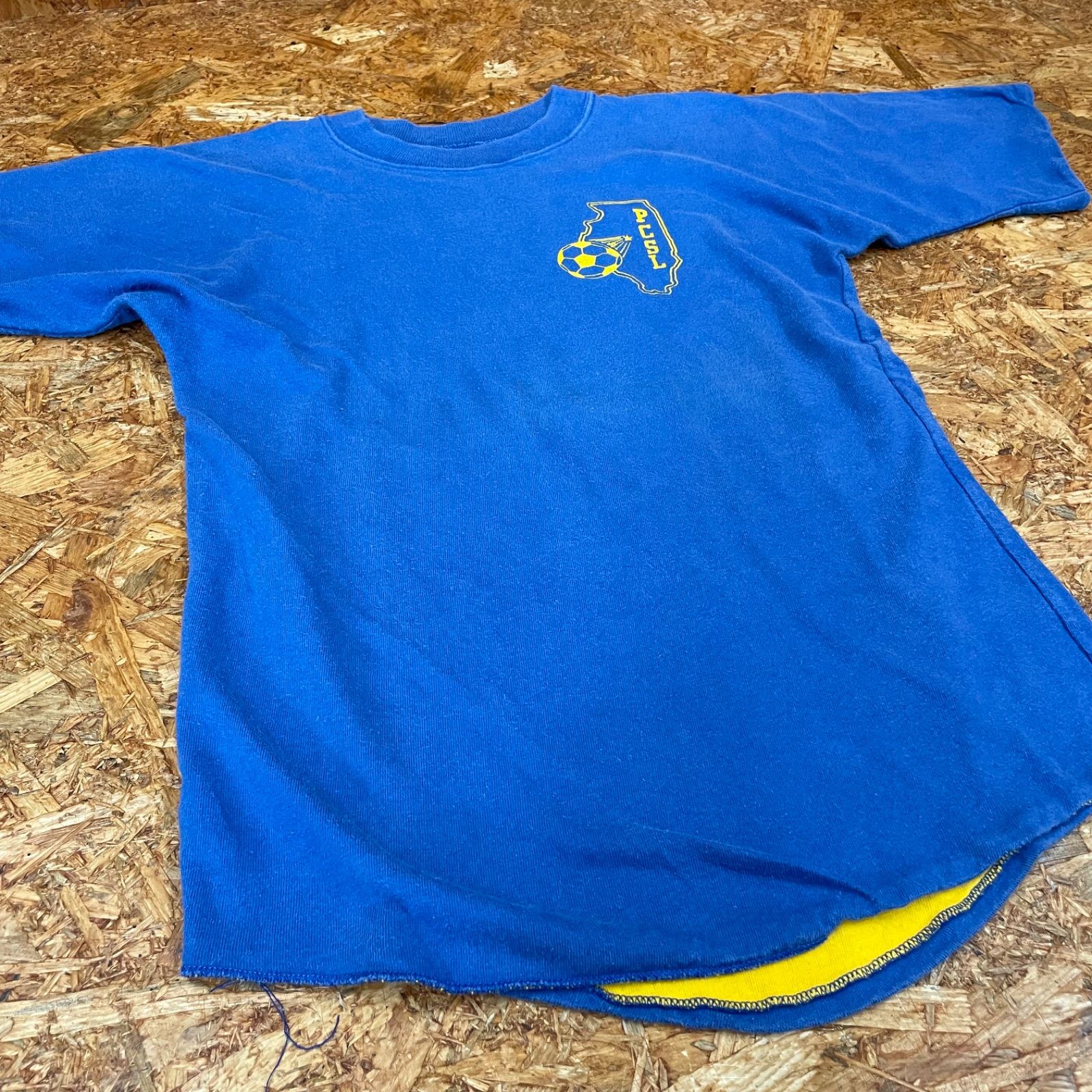 80s russell vtg リバーシブル Tシャツ フットボール ラッセル 80s 80年代 ラッセルアスレチック アメリカ製 紺 黄色 イエロー
