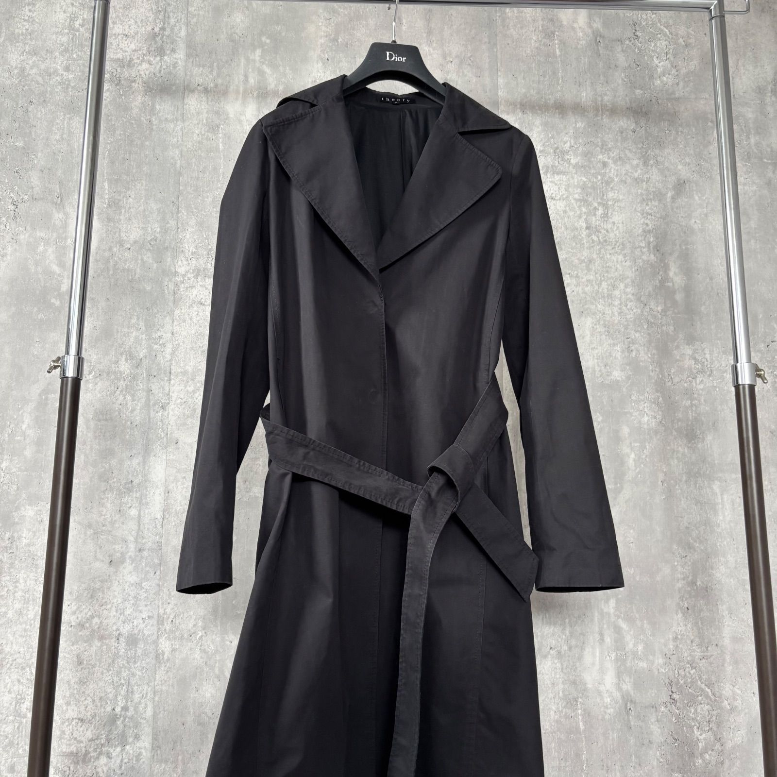 Theory ブラック ロングコート ベルトコート theory カシミヤ ベルト付 