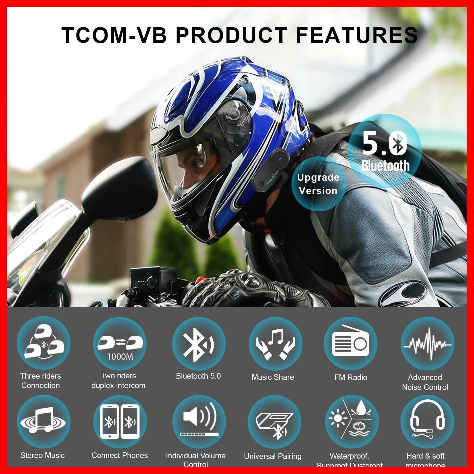 人気商品】FreedConnハイク インカムT-COM VB PLUSバイク用Bluetooth5.0インターホン内臓 高交換性  2人音楽共有と3人インターコムと2人800ｍ通話に対応、日本語音声案内、日本語説明書付き - メルカリ