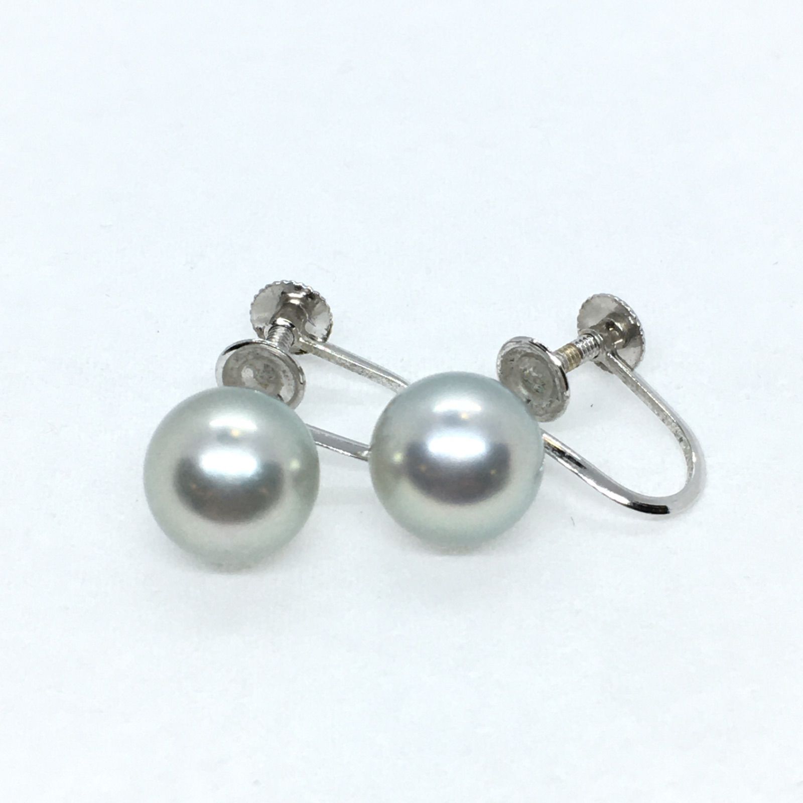 Takashimaya 高島屋 K14WG 真珠ネックレス&イヤリング ブルー系 14金 