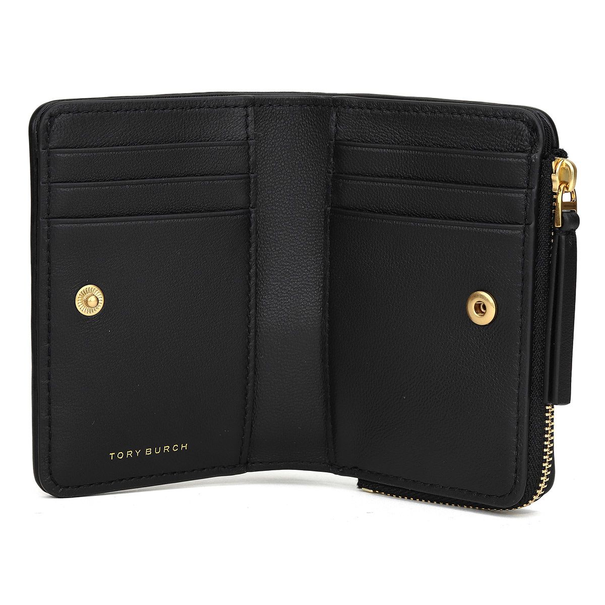 新品 トリーバーチ TORY BURCH 2つ折り財布 キラ シェブロン ブラック