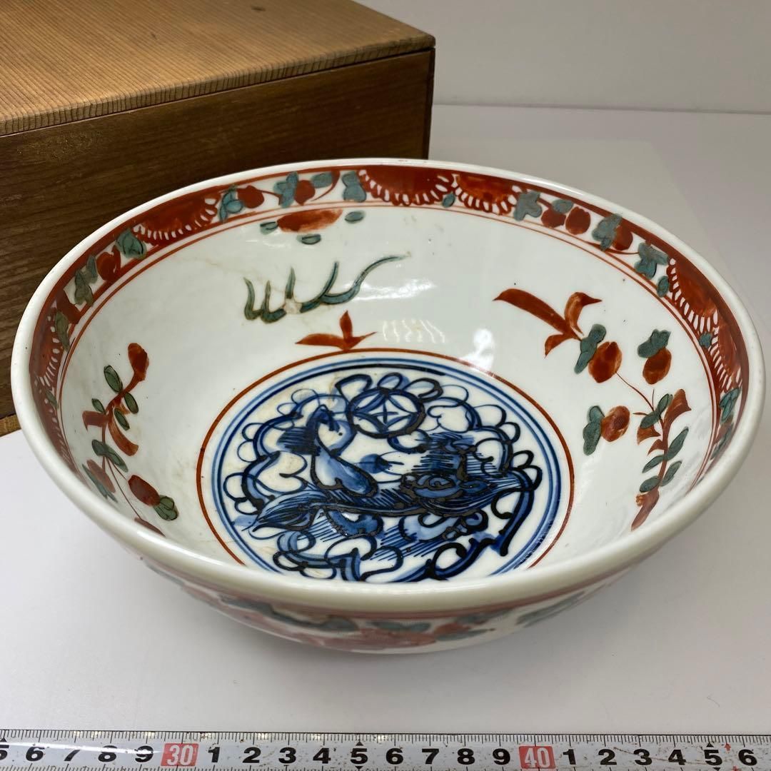 中国明時代 呉州赤絵大鉢 木 口径21.3㎝ 東Y6-1024 2Fトヒサ
