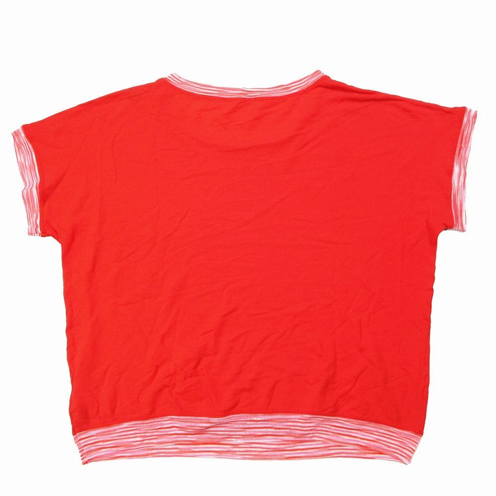 MISSONI ミッソーニ ボーダー ドルマン Tシャツ カットソー ストレッチ トップス 大きいサイズ 48 XL オレンジ レディース 【中古】 MISSONI ミッソーニ ボーダー ドルマン Tシャツ カットソー