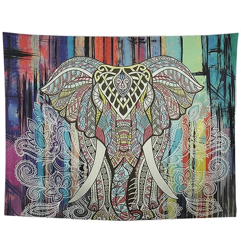 Silver ＆ Style タペストリー 壁掛け 横長 インド 象 150cm