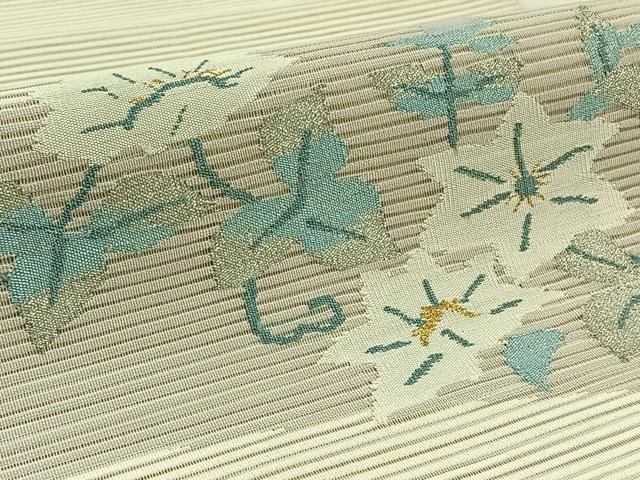 平和屋着物＊夏物 絽綴れ 太鼓柄袋帯 草花文 正絹 逸品 AAAV7653jh