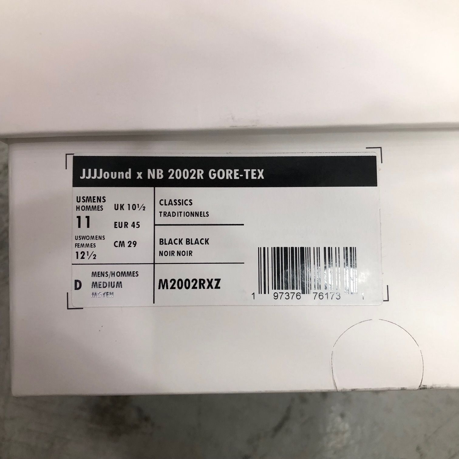 新品 JJJJound New Balance 2002R GORE-TEX Charcoal M2002RXZ