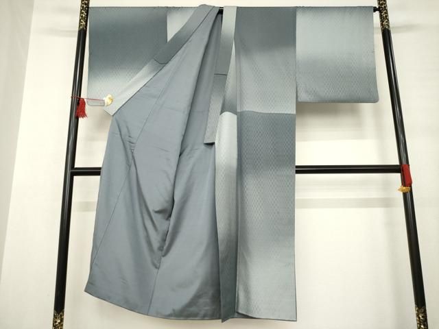 平和屋着物●男性 紬 市松綾織 暈し染め 正絹 AABB3862ck