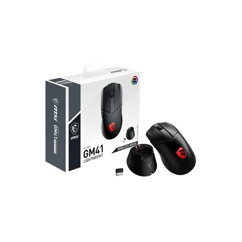 MSI CLUTCH GM41 LIGHTWEIGHT WIRELESS ゲーミングマウス 軽量 高精度センサー搭載 MS496 ブラック 0