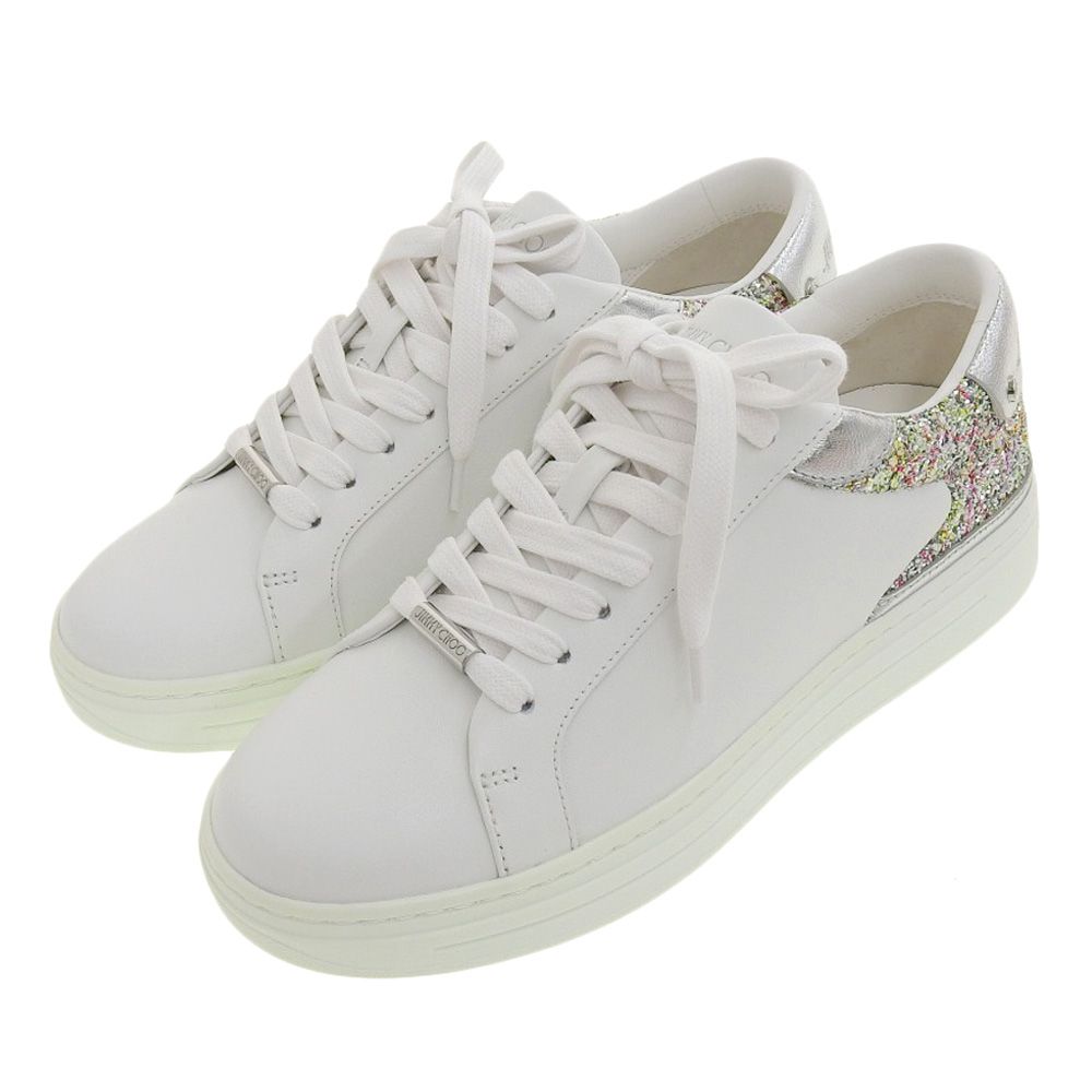 Jimmy Choo ジミーチュウ レザースニーカー ホワイト グリッター 36 Jimmy Choo ジミーチュウ レザースニーカー ホワイト グリッター 36